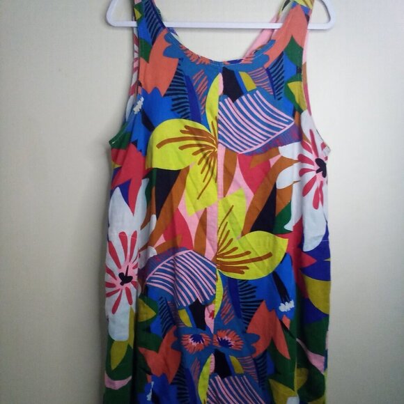 For Cynthia Dresses & Skirts - For Cynthia Dress Women XL Sleeveless Loud Pattern Linen Blend Colorful